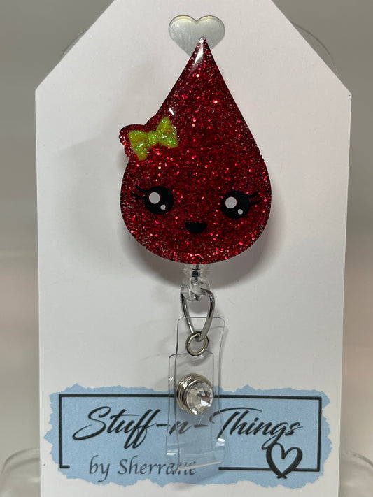 Blood Drop Yellow Bow Badge Reel