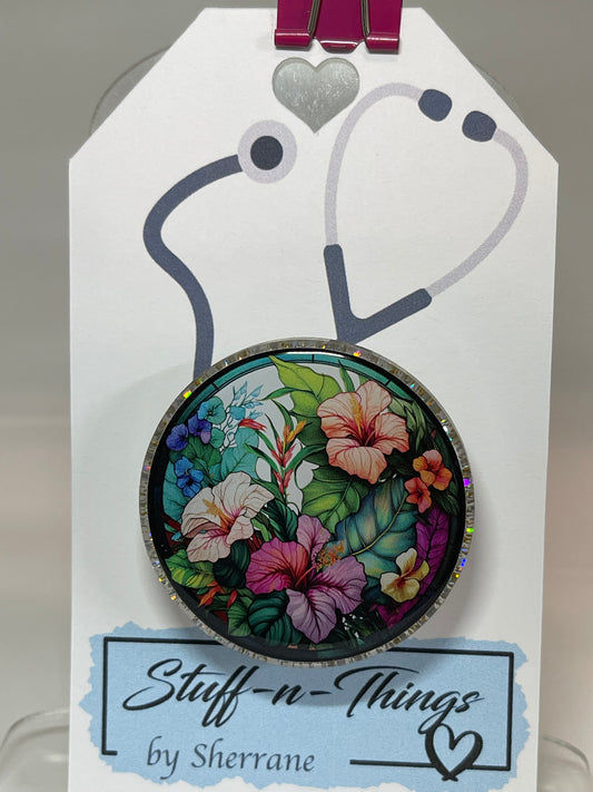 Tropical Flowers Stethoscope Tag