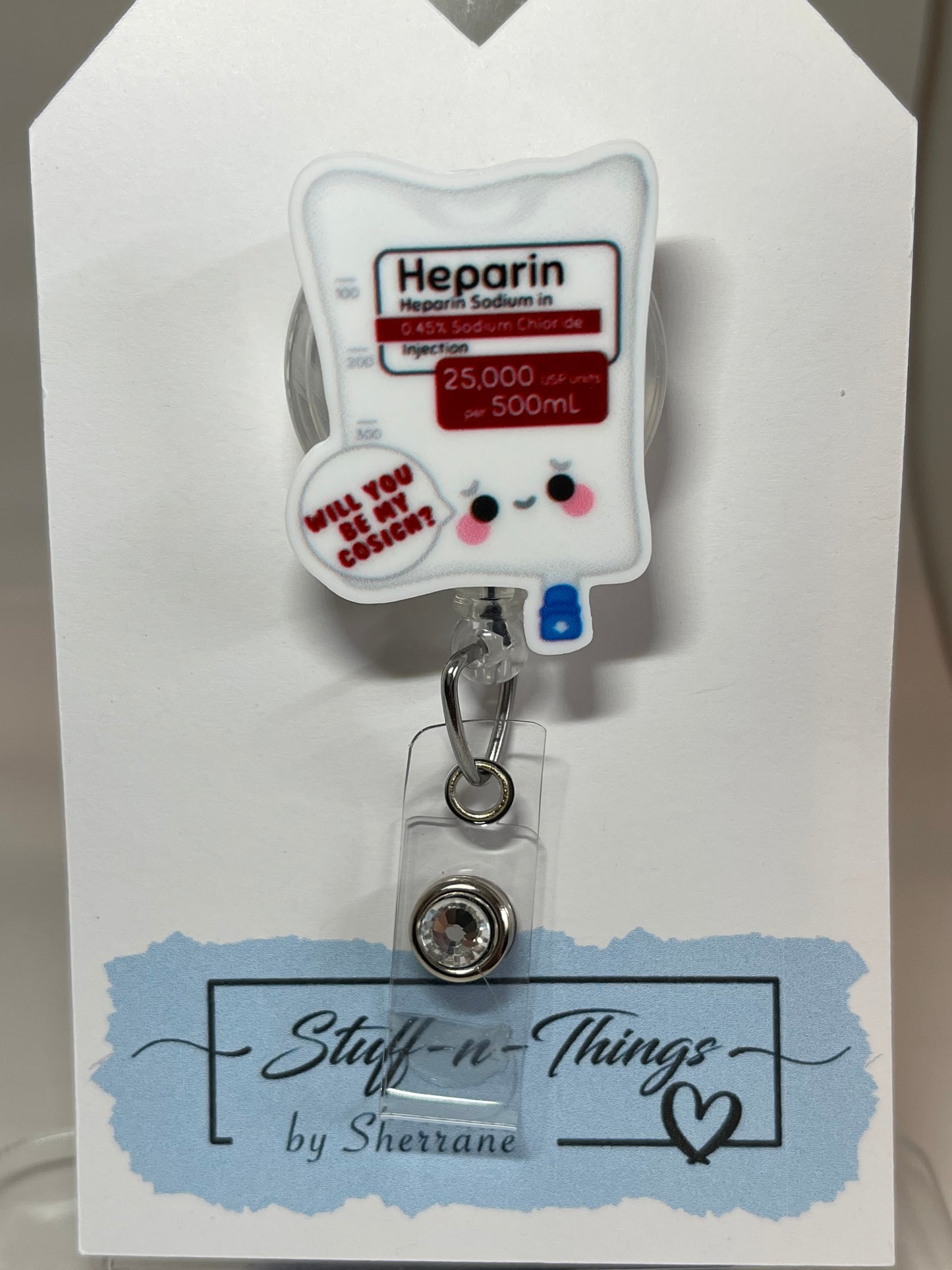 Acrylic Heparin Badge Reel