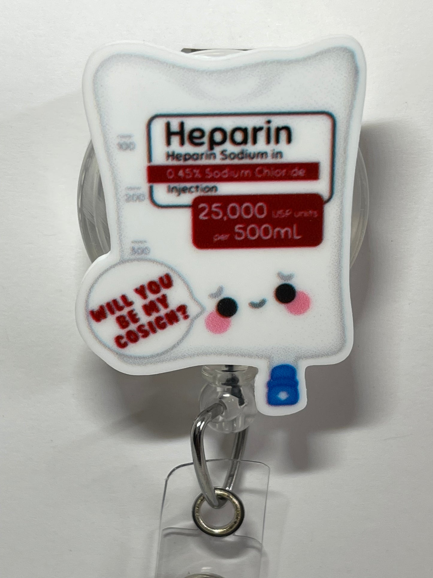 Acrylic Heparin Badge Reel