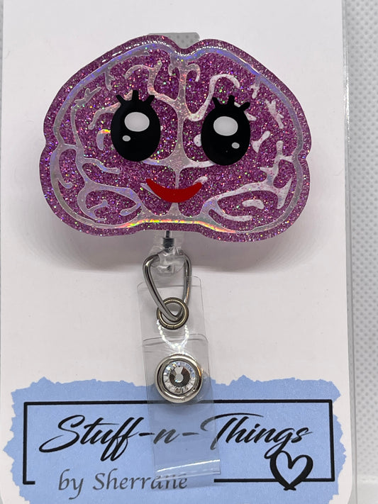 Happy Brain Dark Pink Badge Reel