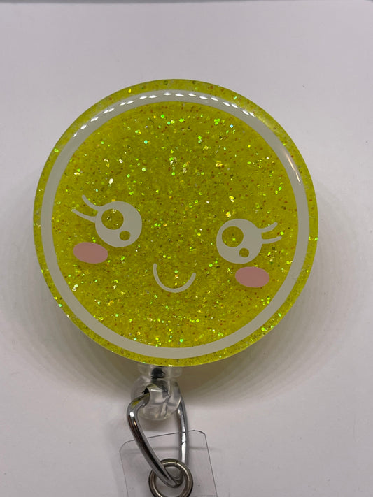 Happy Face Bright Yello Badge Reel