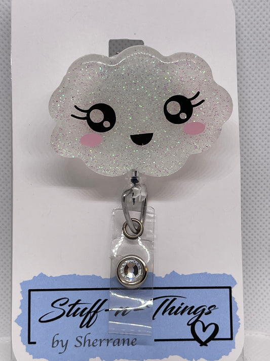 White Iridescent Cloud Badge Reel