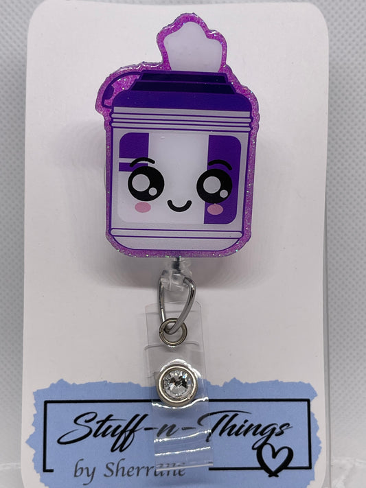 Sani Wipe Lavender Glitter badge Reel