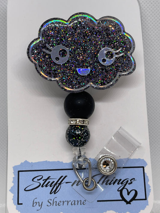 Cloud Black Badge Reel with Beads