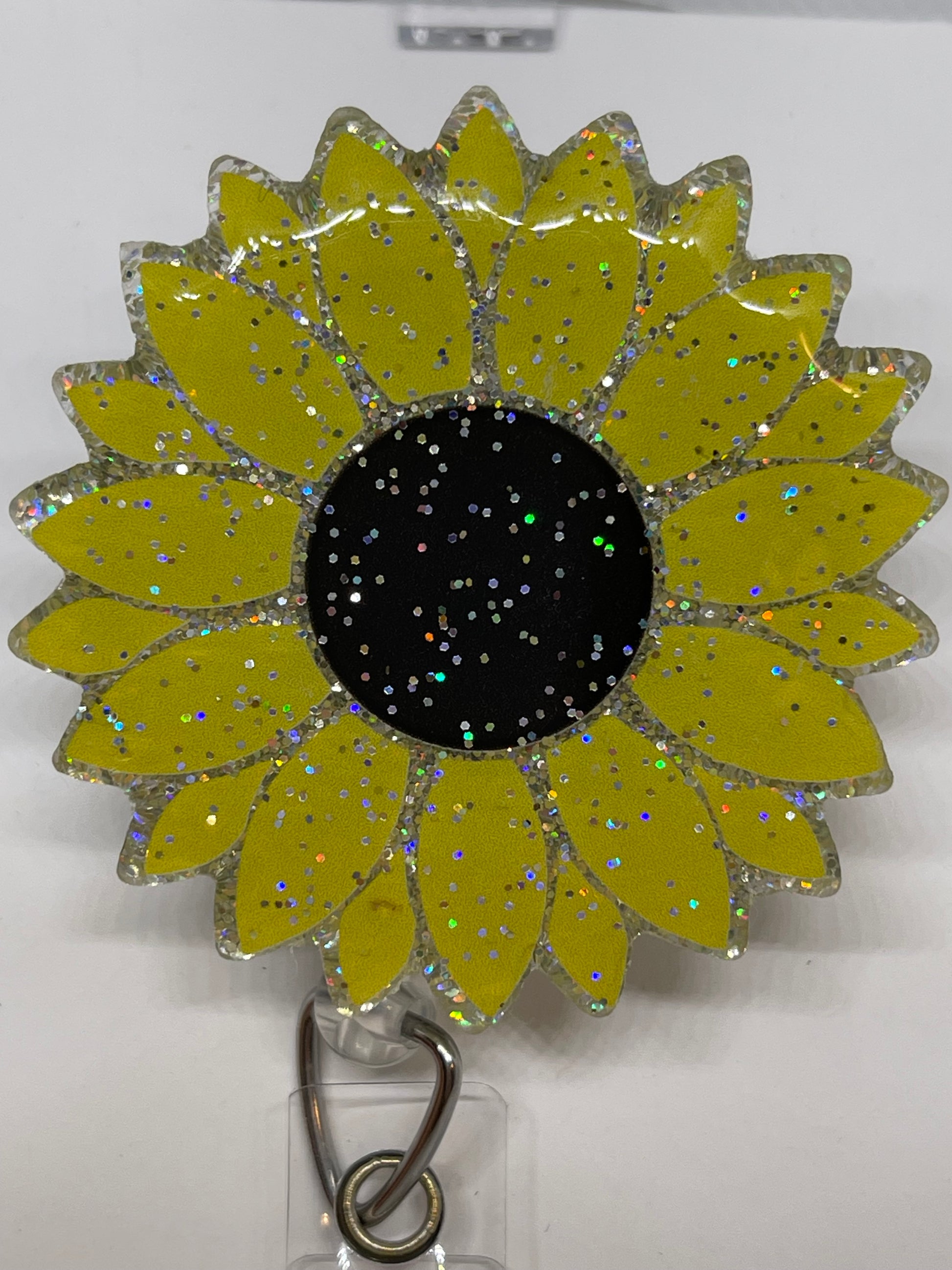 Sunflower Badge Reel, Leopard Sunflower Badge Reel, Retractable