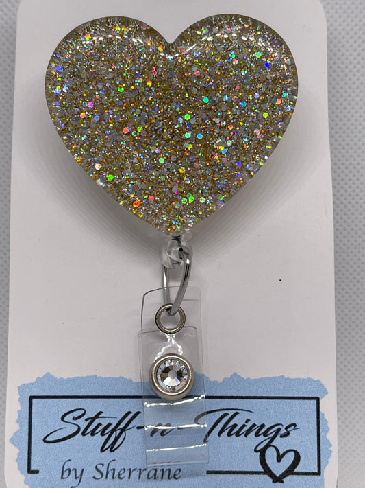 Heart in Gold Glitter Badge Reel