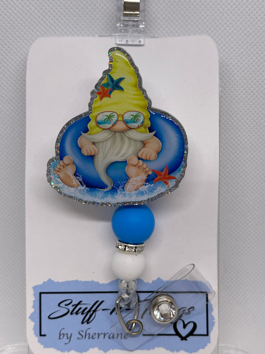 Gnome's Summer Fun Resin Badge Reel