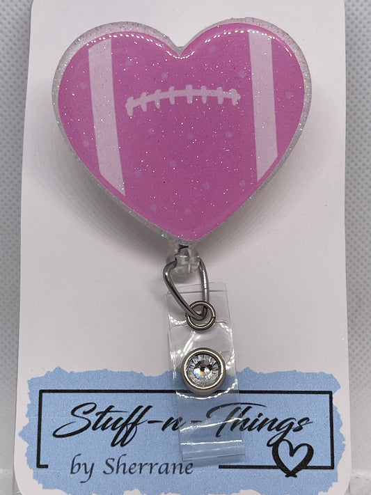 Heart Football in Pink with Glitter Top Coat