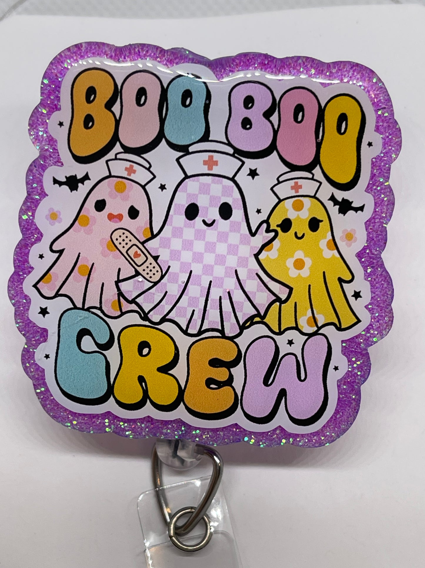 Halloween Boo Boo Crew Resin Badge Reel-Lavender