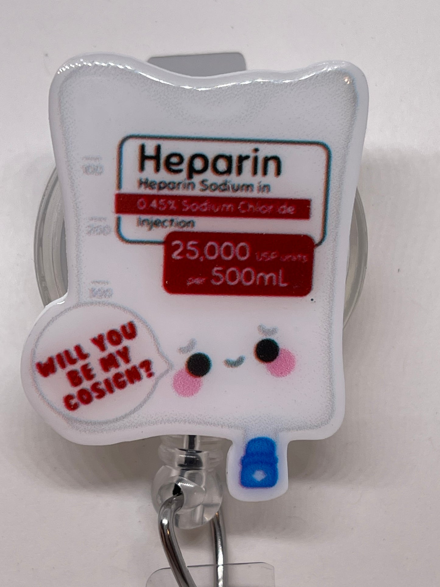 Acrylic Heparin Badge Reel