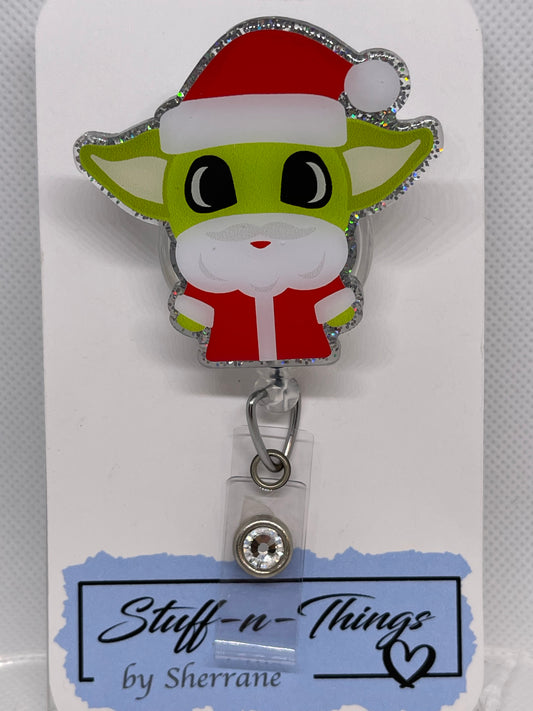 Christmas Baby Alien Santa Badge Reel