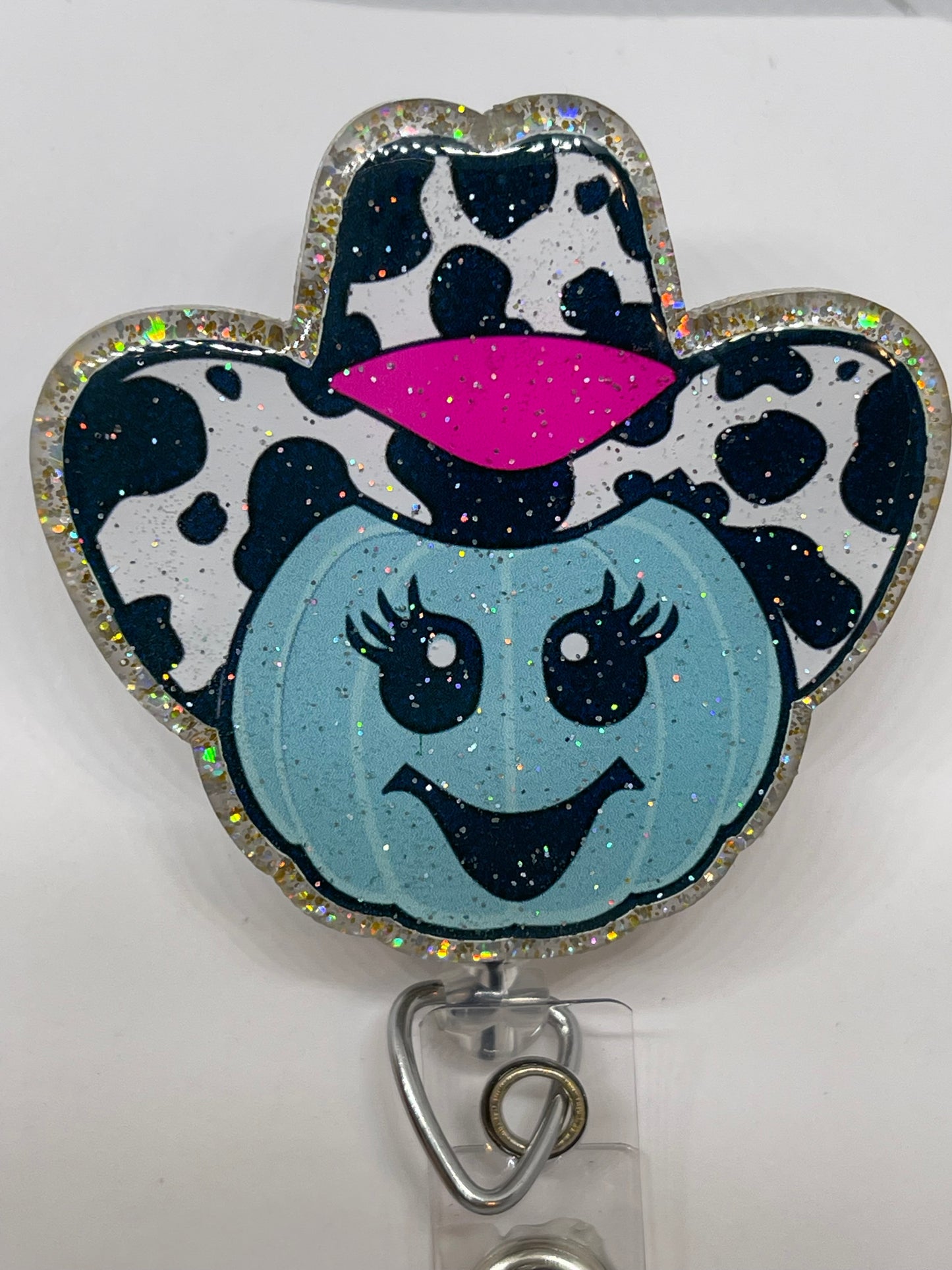 Halloween Cowboy Blue Pumpkin - Gold Glitter