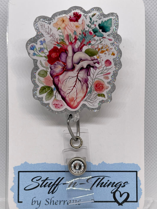 Floral Heart Badge Reel