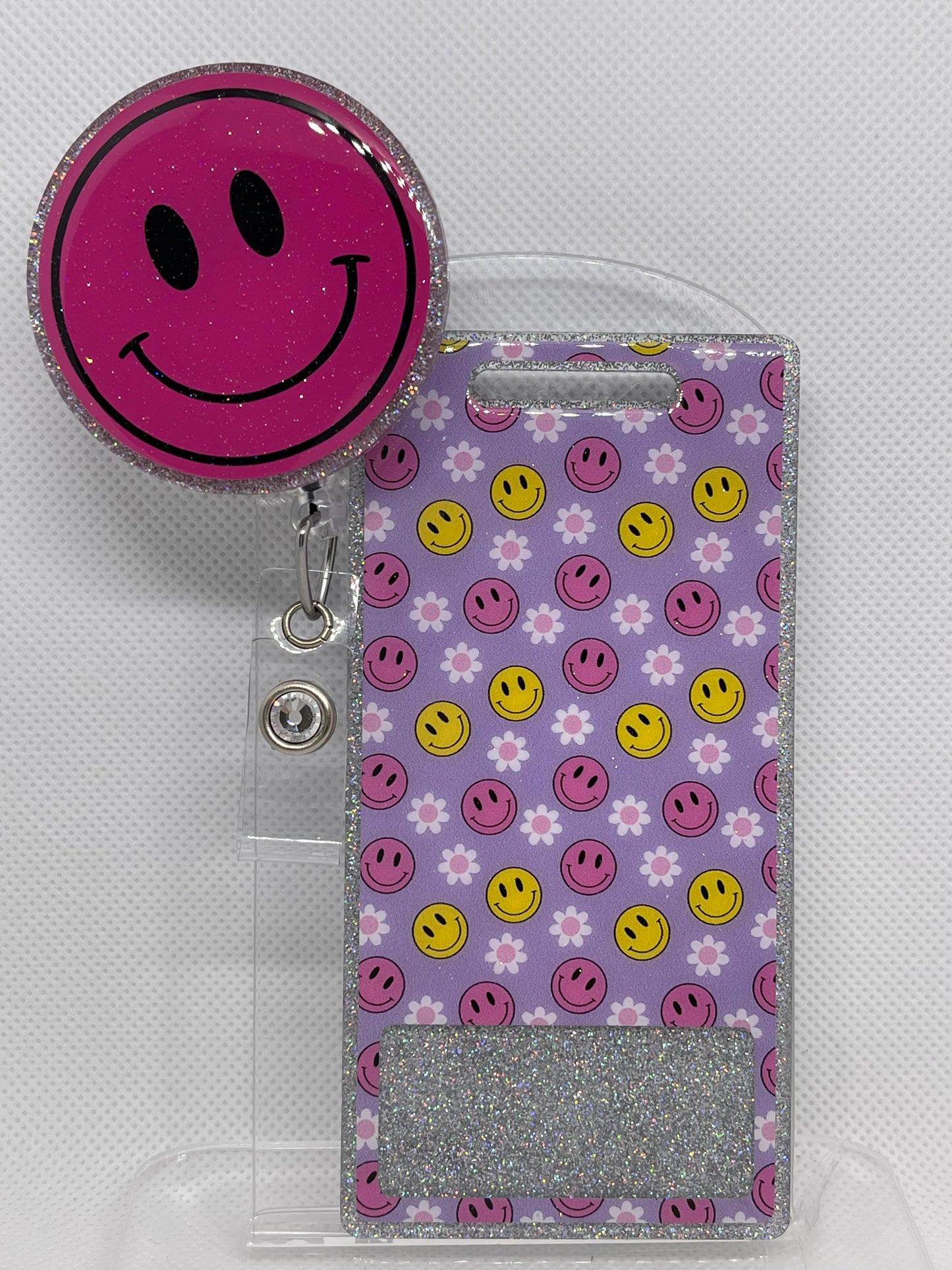 Happy Face Badge Reel & Buddy Set (Personalization)