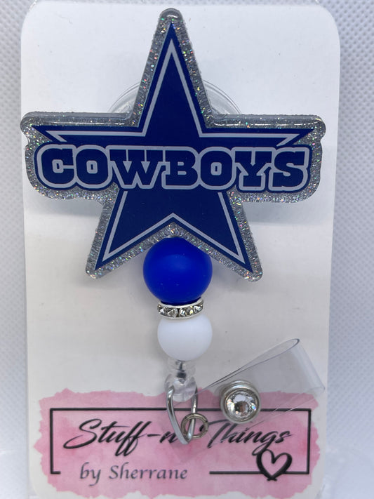 Cowboys Badge Reel with Beads