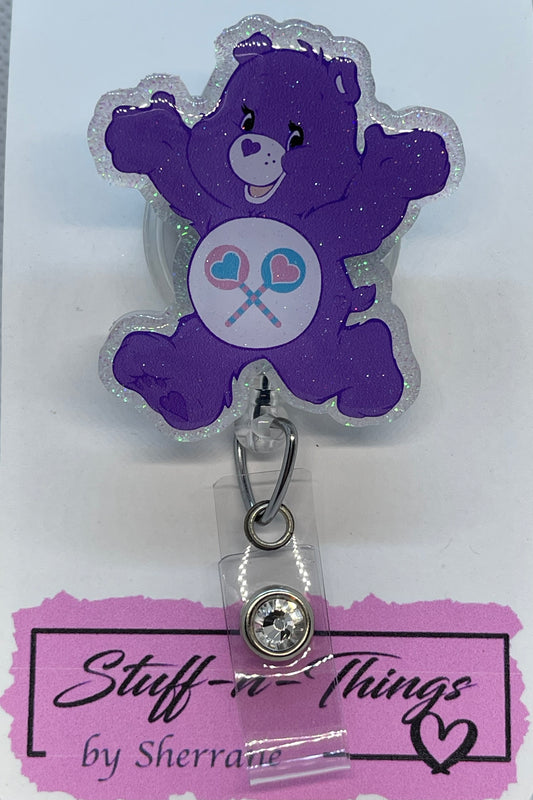 Happy Purple Bear Badge Reel