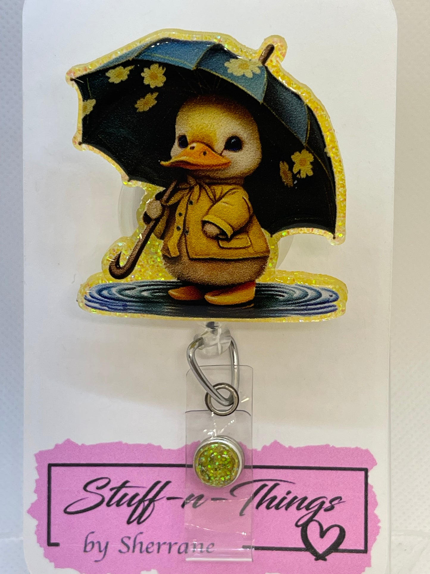 Duck in Rain Coat Badge Reel