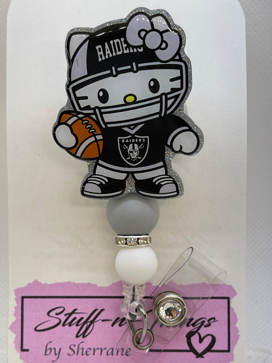 Raiders Kitty Badge Reel w/ Beads